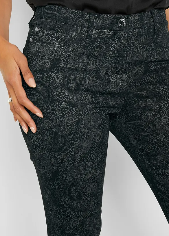 Pantalon en twill à imprimé raffiné, bonprix