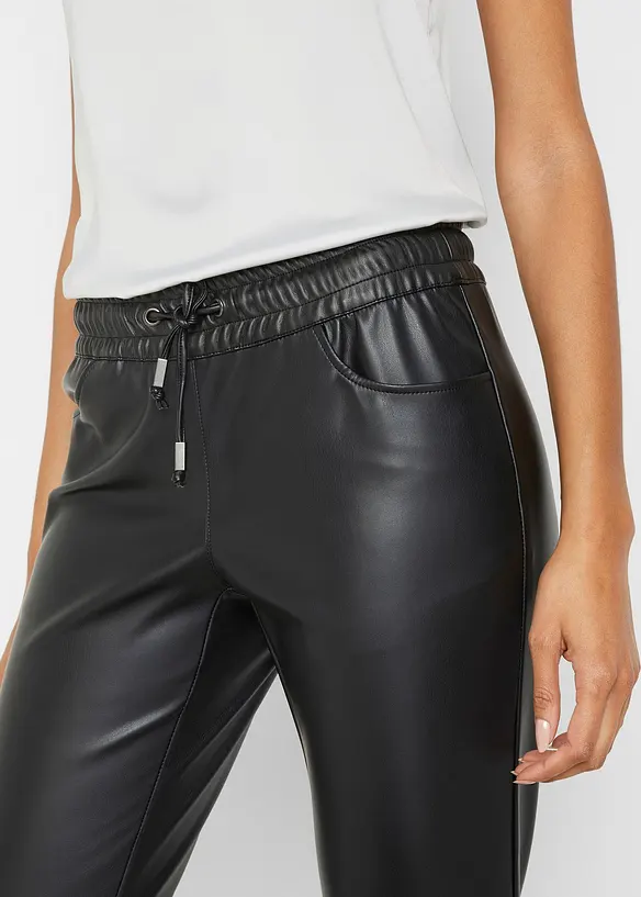 Pantalon enduit à taille élastiquée, bonprix