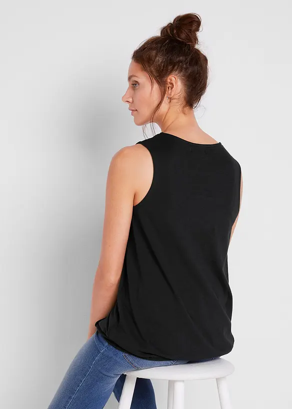 Top en coton style cache-c&oelig;ur &agrave; base &eacute;lastiqu&eacute;e, bonprix