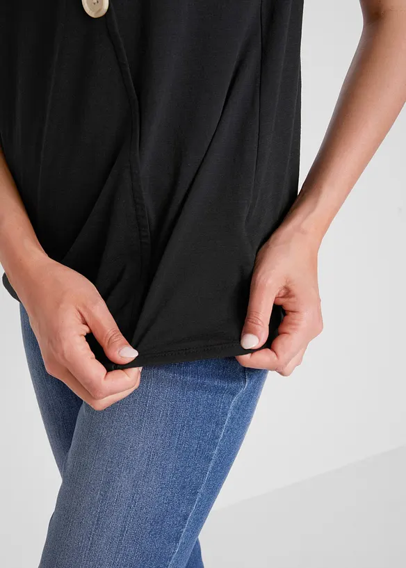 Top en coton style cache-c&oelig;ur &agrave; base &eacute;lastiqu&eacute;e, bonprix