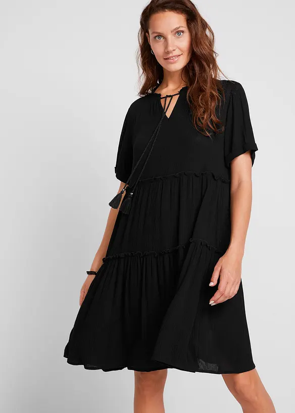 Robe en crépon de viscose, longueur genou, détail encolure, bonprix