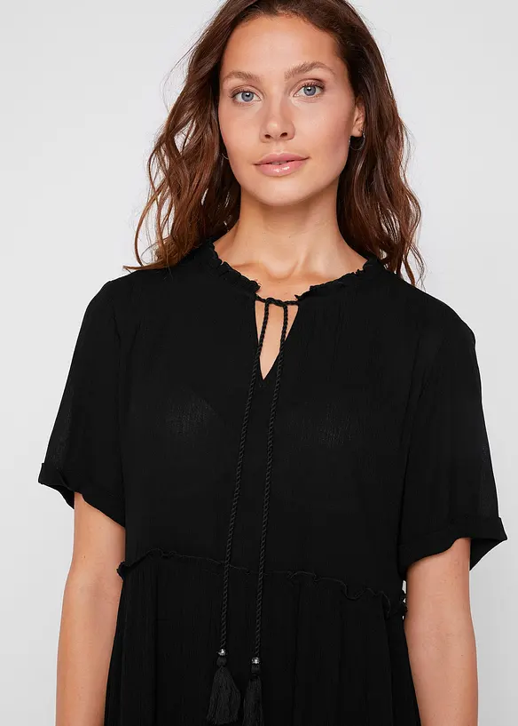 Robe en crépon de viscose, longueur genou, détail encolure, bonprix