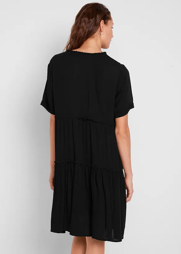 Robe en crépon de viscose, longueur genou, détail encolure, bonprix