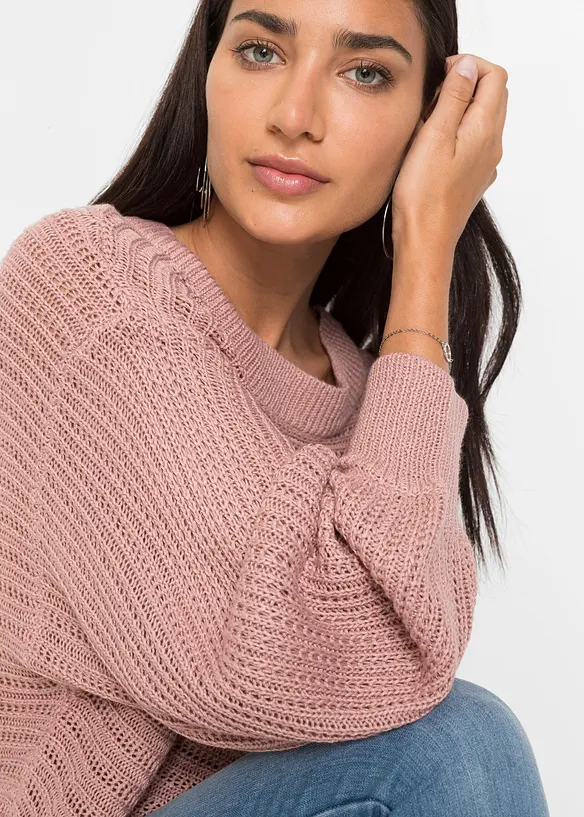 Pull en maille ajourée oversize, bonprix