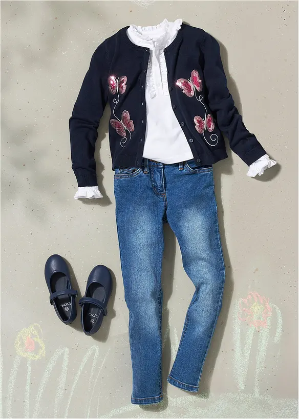 Gilet fille en fine maille &agrave; sequins, bonprix