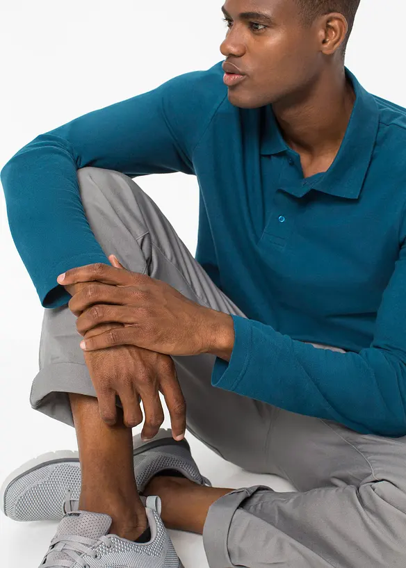 Polo en piqué, manches longues, bonprix