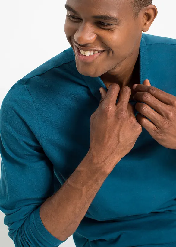 Polo en piqué, manches longues, bonprix