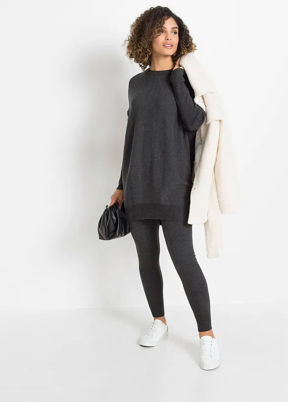 Pull long en viscose m&eacute;lang&eacute;e, bonprix