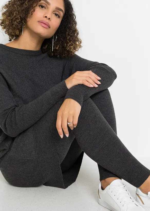 Pull long en viscose m&eacute;lang&eacute;e, bonprix