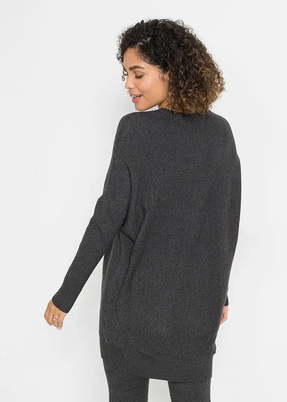 Pull long en viscose m&eacute;lang&eacute;e, bonprix