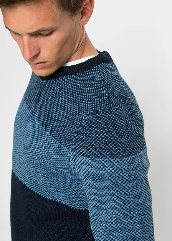 Pull col rond style color block, bonprix