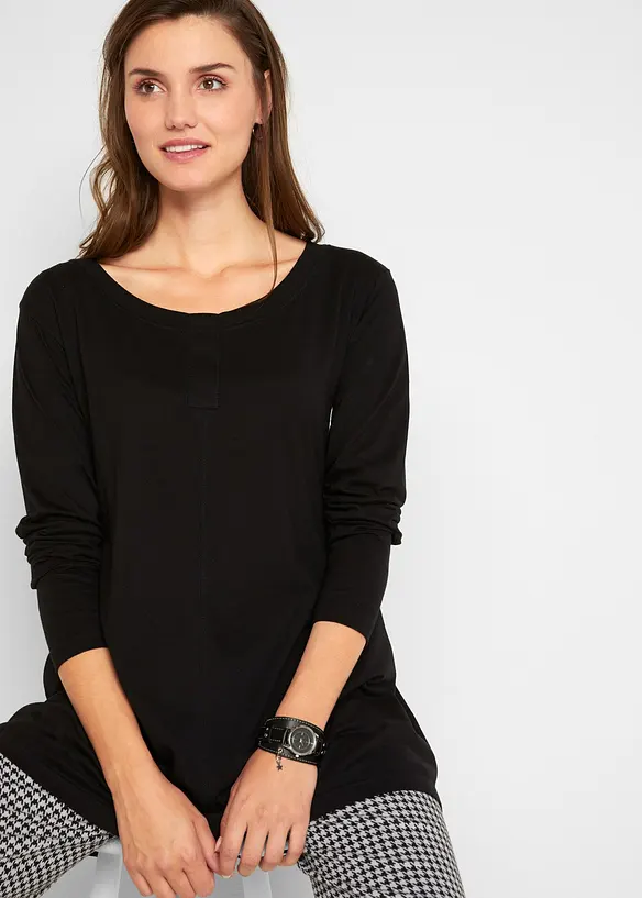 T-shirt manches longues en coton et viscose, bonprix