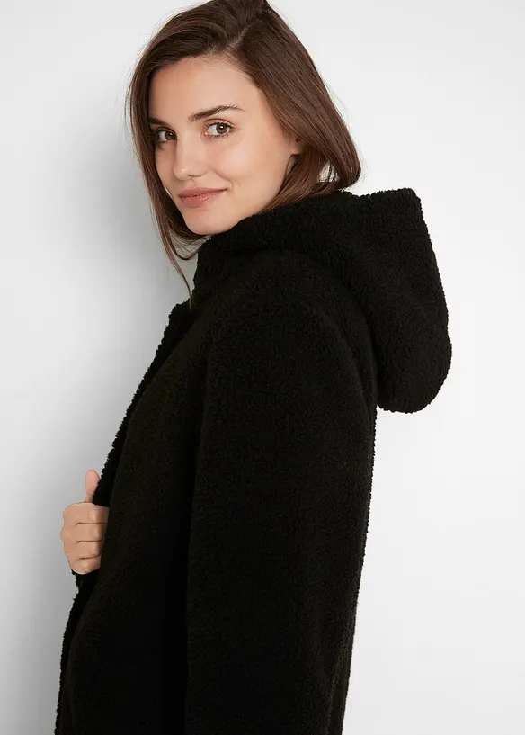 Manteau en sherpa avec capuche et poches, bonprix