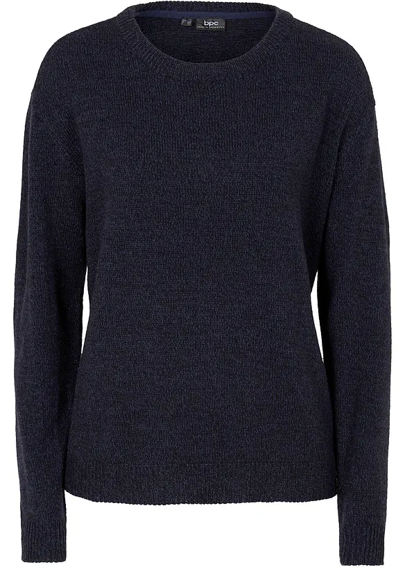 Pull en maille chin&eacute;e &agrave; col rond, bonprix