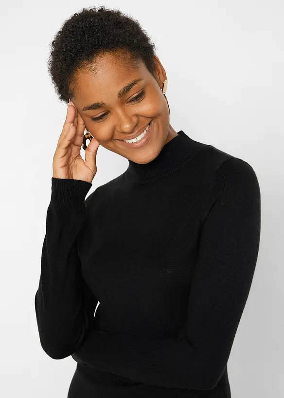 Robe en maille à col montant, bonprix