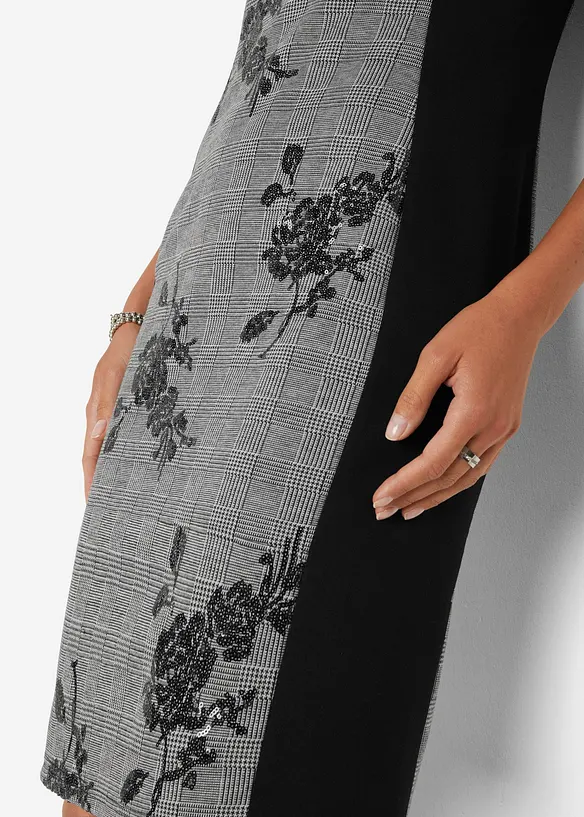 Robe fourreau avec sequins brodés, bonprix