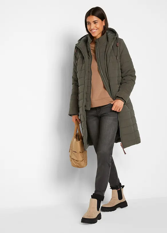 Doudoune longue, style 2 en 1, bonprix