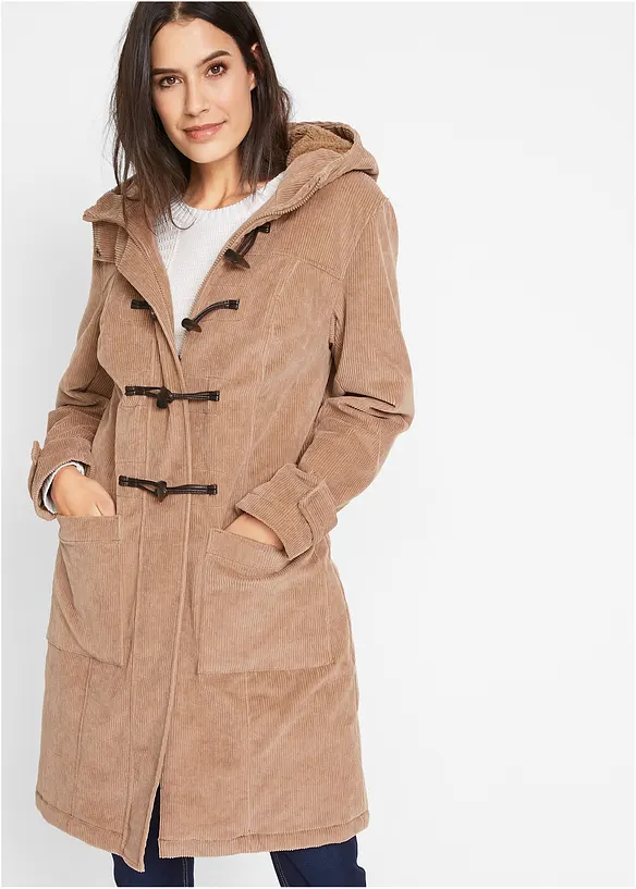 Duffle-coat en velours côtelé doublé, bonprix