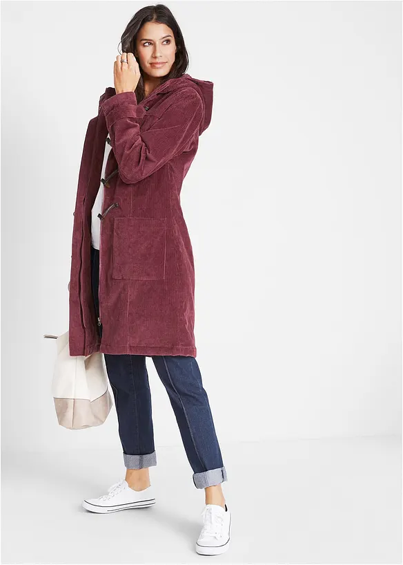 Duffle-coat en velours côtelé doublé, bonprix