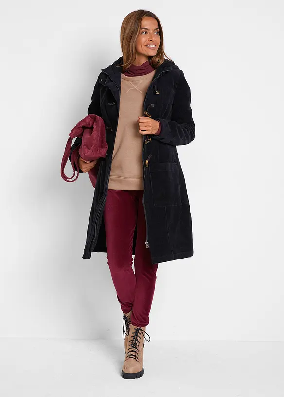 Duffle-coat en velours côtelé doublé, bonprix