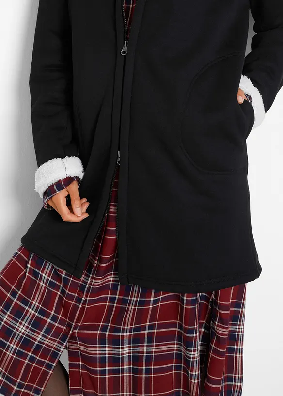 Sweat zippé à capuche avec polaire peluche, bonprix