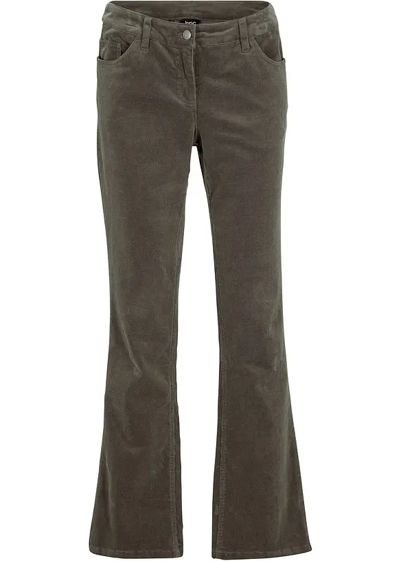 Pantalon bootcut en velours côtelé extensible, bonprix