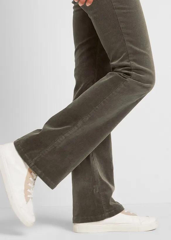Pantalon bootcut en velours côtelé extensible, bonprix