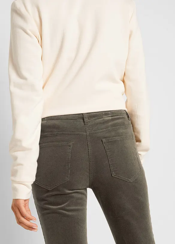 Pantalon bootcut en velours côtelé extensible, bonprix