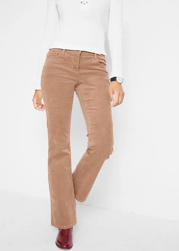 Pantalon bootcut en velours côtelé extensible, bonprix