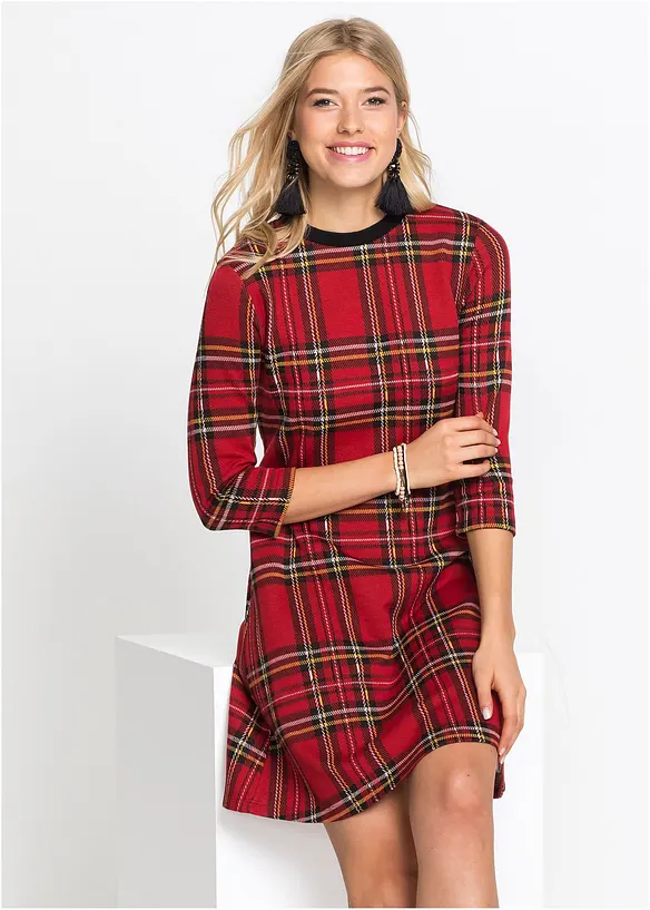 Robe courte en jacquard à carreaux, bonprix