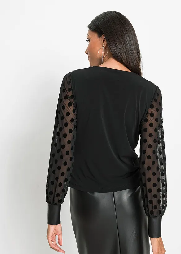 T-shirt manches longues avec empi&egrave;cement enduit, bonprix