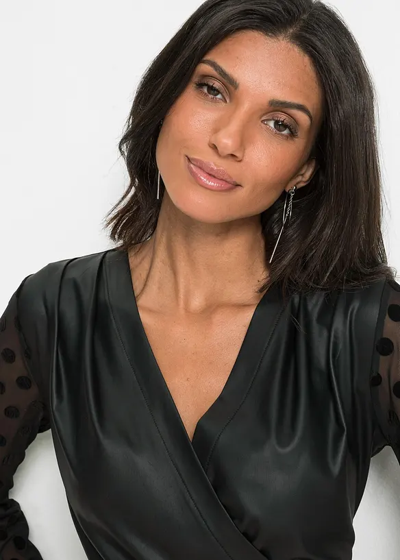 T-shirt manches longues avec empi&egrave;cement enduit, bonprix