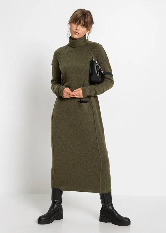Robe en maille à col roulé, bonprix