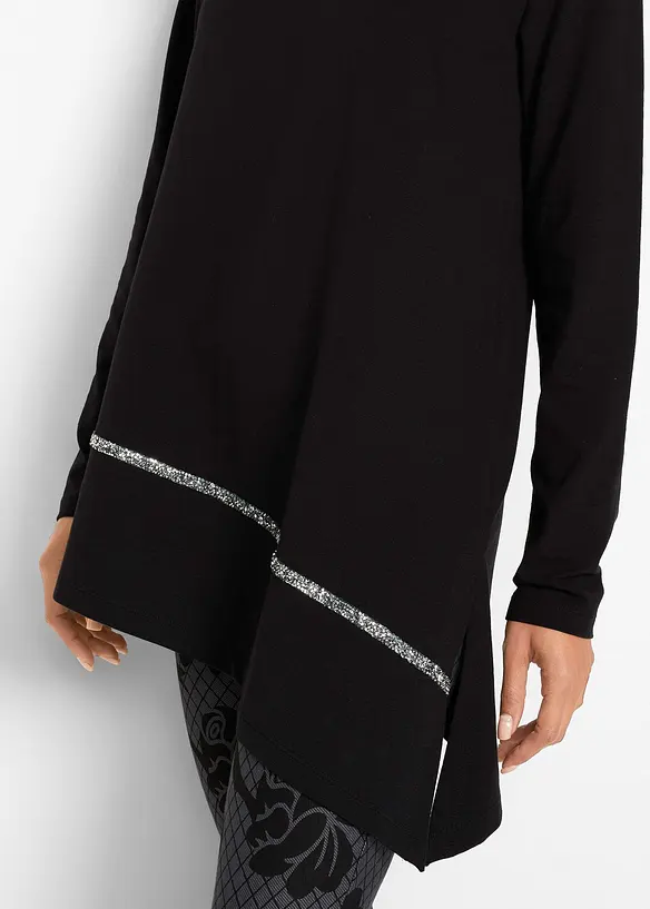 T-shirt long et asymétrique à liseré brillant, bonprix