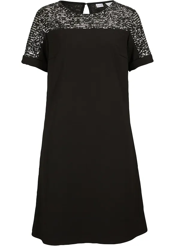 Robe courte avec empiècement à sequins, bonprix