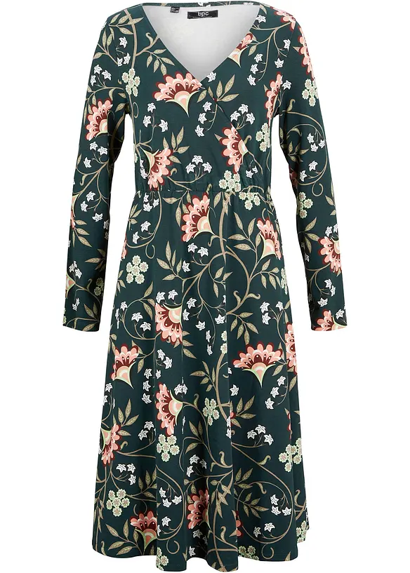 Robe midi en jersey de coton, style portefeuille, bonprix