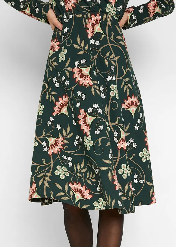 Robe midi en jersey de coton, style portefeuille, bonprix