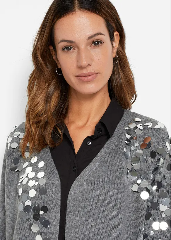 Gilet en maille avec sequins, bonprix