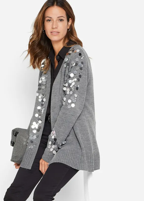Gilet en maille avec sequins, bonprix