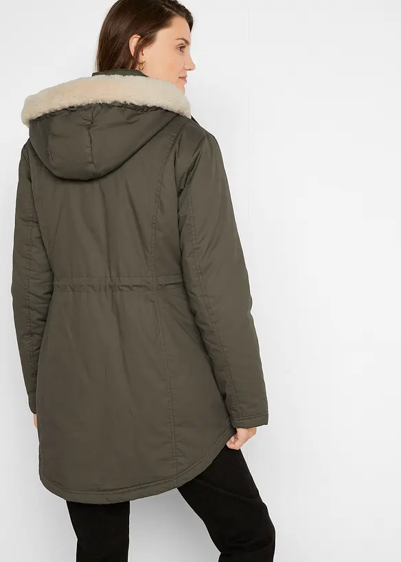 Parka rembourrée avec bordure sherpa, bonprix