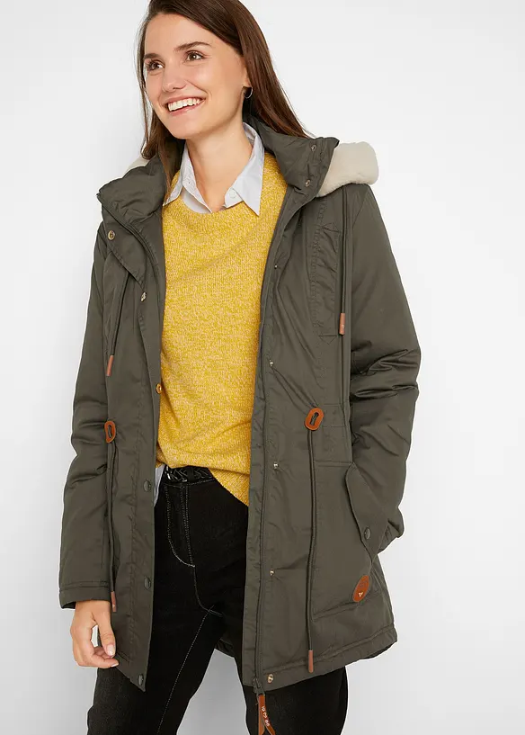 Parka rembourrée avec bordure sherpa, bonprix