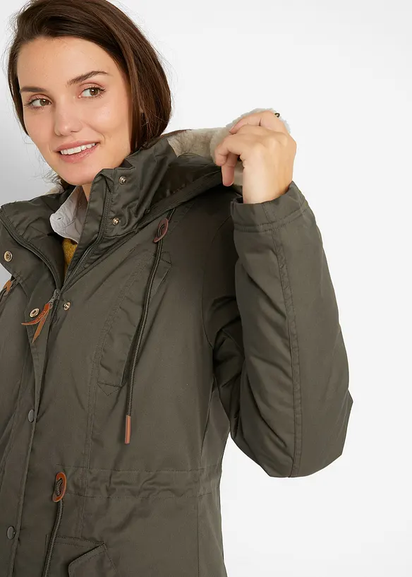 Parka rembourrée avec bordure sherpa, bonprix