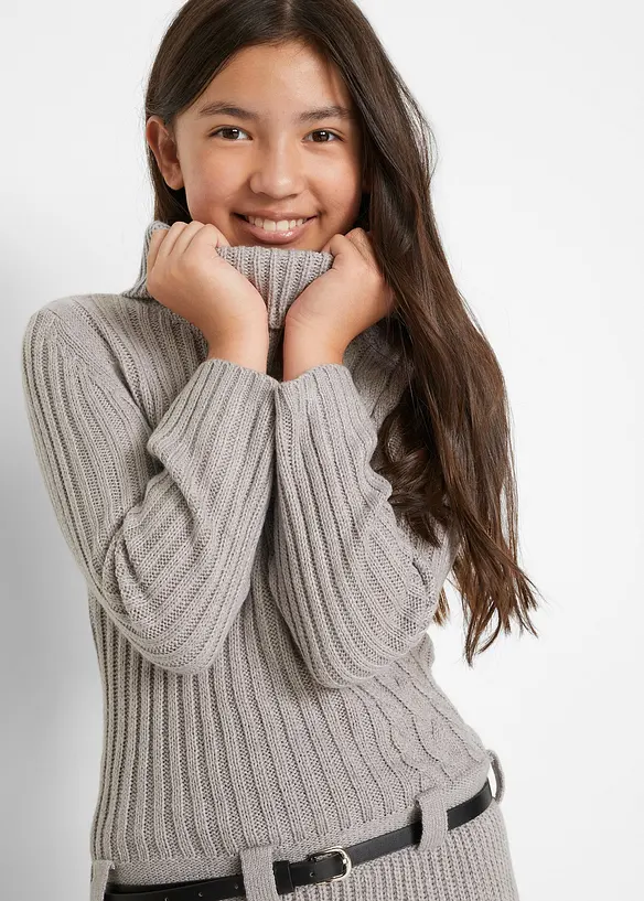 Robe en maille avec ceinture (ens. 2 pces), bonprix