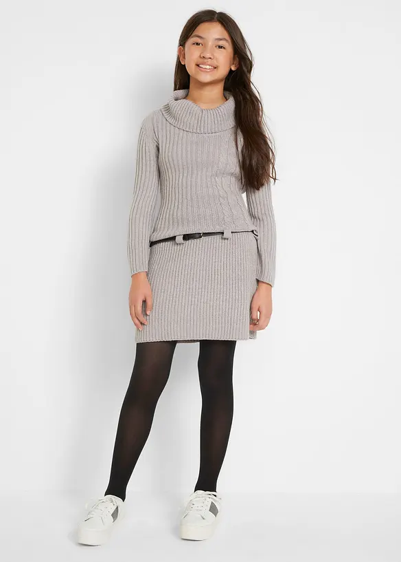 Robe en maille avec ceinture (ens. 2 pces), bonprix