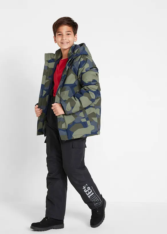 Pantalon cargo de ski imperméable à bretelles et doublure chaude, bonprix