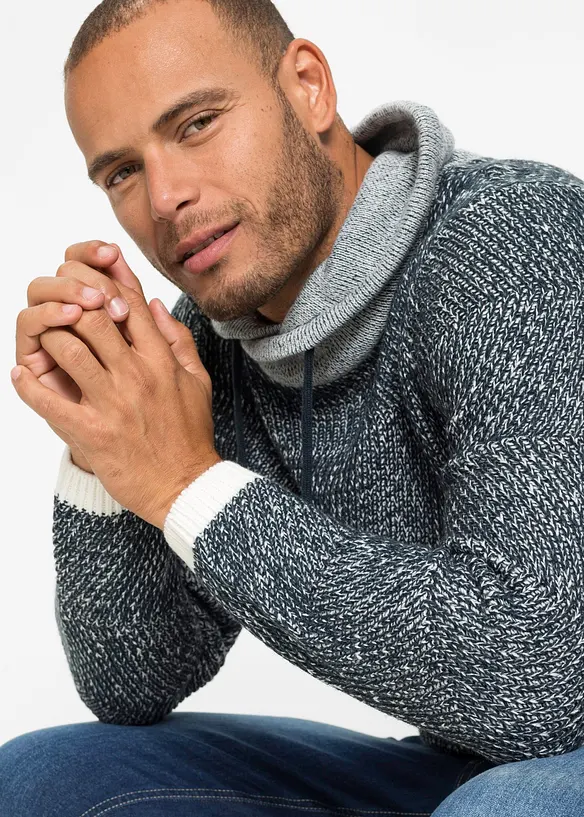 Pull à col châle et détails contrastants, bonprix