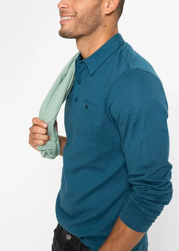 Lot de 2 polos à manches longues, bonprix