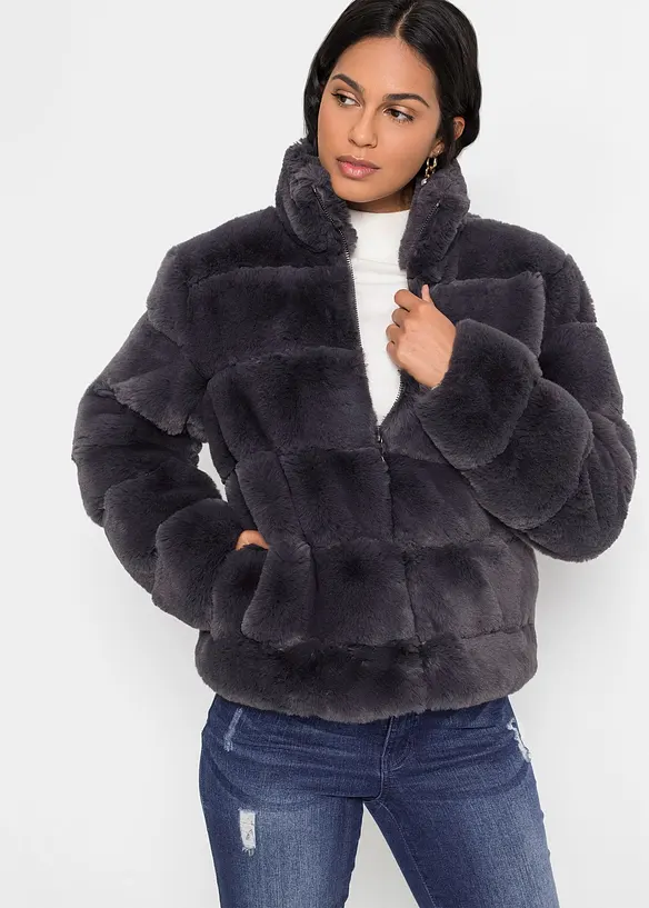 Veste zippée en peluche, bonprix