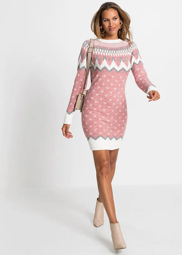 Robe en maille à motif norvégien, bonprix