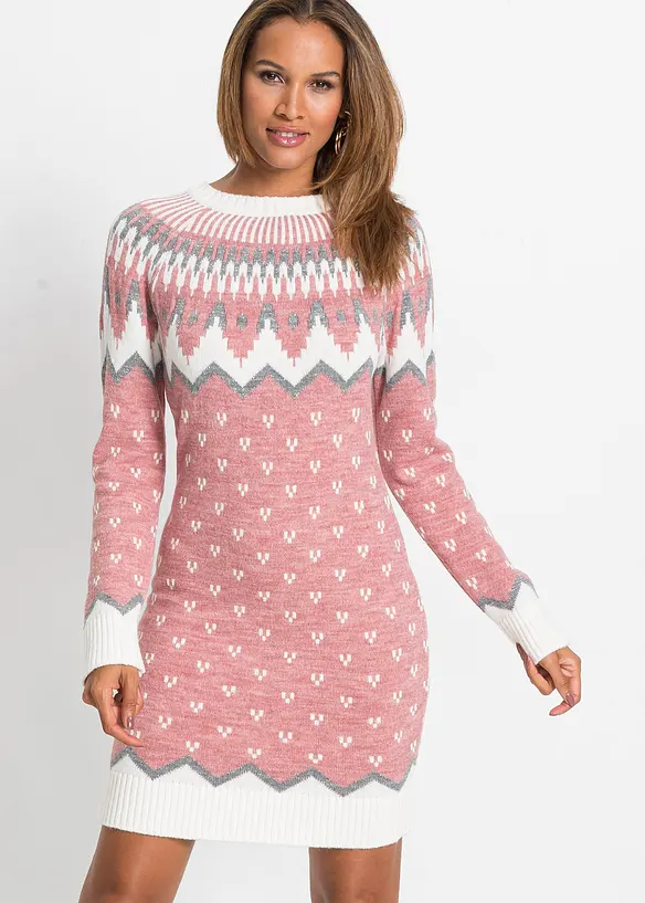 Robe en maille à motif norvégien, bonprix